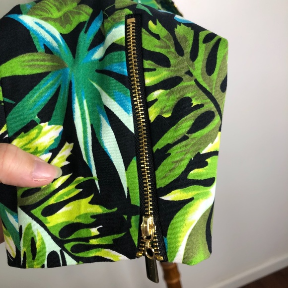 WD.NY Tropical Leaf Moto Jacket Sz. M Black Green - Picture 5 of 12